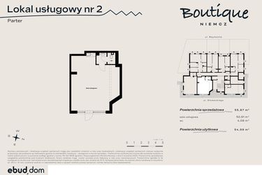 Rzut - Lokal użytkowy na sprzedaż 2 pokoje o powierzchni 55,87 m² - numer U2 w Boutique NIEMCZ
