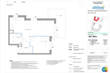 Rzut - Mieszkanie na sprzedaż 2 pokoje o powierzchni 46,62 m² - numer 106F/M020 w Miasteczko Jutrzenki Dzielnica Hortensji