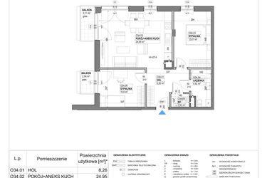 Rzut - Mieszkanie na sprzedaż 3 pokoje o powierzchni 64,99 m² - numer O34 w Miasto Ogród 6 - OSLO i SZTOKHOLM