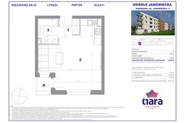Rzut - Mieszkanie na sprzedaż 1 pokój o powierzchni 30,62 m² - numer 25 w Osiedle Janowiecka