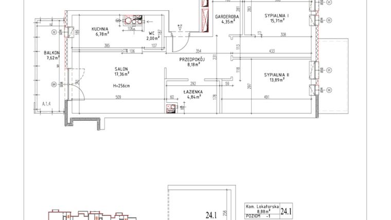 Rzut - Mieszkanie na sprzedaż 3 pokoje o powierzchni 73,11 m² - numer M-31 w Nałęczowska