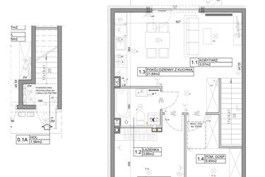 Rzut - Mieszkanie na sprzedaż 3 pokoje o powierzchni 58,82 m² - numer 62 w Manufaktura Marki 2 etap III