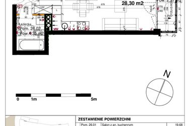 Rzut - Mieszkanie na sprzedaż 1 pokój o powierzchni 28,3 m² - numer M26 w Srebrzyńska Park IV