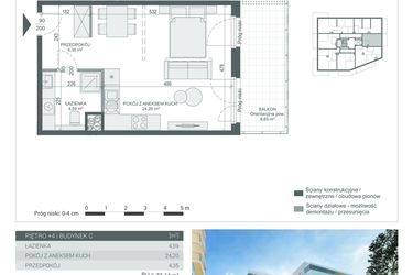 Rzut - Mieszkanie na sprzedaż 1 pokój o powierzchni 33,14 m² - numer 31 w Unikat Apartamenty C