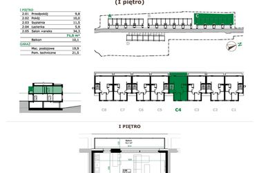 Rzut - Mieszkanie na sprzedaż 3 pokoje o powierzchni 71,5 m² - numer C4.2 w Dębowe Zacisze