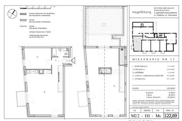 Rzut - Mieszkanie na sprzedaż 5 pokoi o powierzchni 120,69 m² - numer M22 w Pasłęcka 14