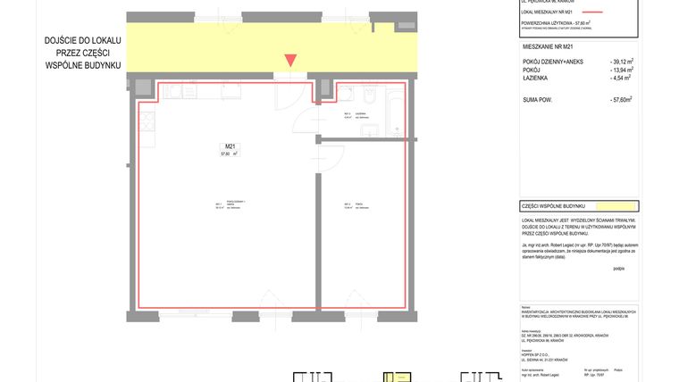 Rzut - Mieszkanie na sprzedaż 2 pokoje o powierzchni 57,6 m² - numer M21 w Pękowicka 96