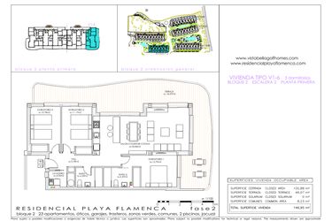 Rzut - Mieszkanie na sprzedaż 3 pokoje o powierzchni 100 m² - numer 2.6 w Flamenca Sun - Playa Flamenca