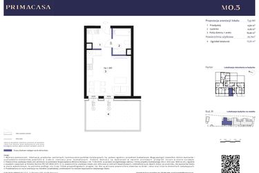 Rzut - Mieszkanie na sprzedaż 1 pokój o powierzchni 28,79 m² - numer B1 – M0.3 w Primacasa