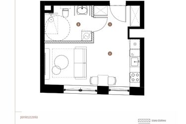 Rzut - Mieszkanie na sprzedaż 1 pokój o powierzchni 25,84 m² - numer 2.04.11 w Katowicka Residence
