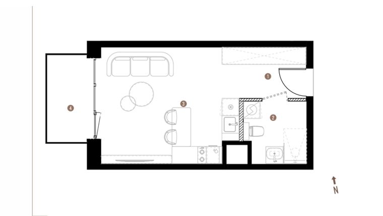 Rzut - Mieszkanie na sprzedaż 1 pokój o powierzchni 27,48 m² - numer A1.7.11 w Belg Apartamenty etap II