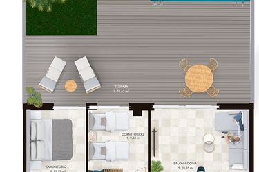 Rzut - Mieszkanie na sprzedaż 2 pokoje o powierzchni 73,57 m² - numer 0-B w Mieszkania w Finestrat - 71577609