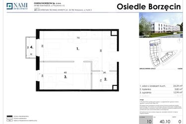 Rzut - Mieszkanie na sprzedaż 2 pokoje o powierzchni 40,1 m² - numer 10 w Osiedle Borzęcin