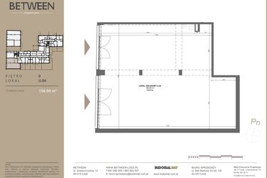 Rzut - Lokal użytkowy na sprzedaż 1 pokój o powierzchni 156,9 m² - numer U04 w BETWEEN