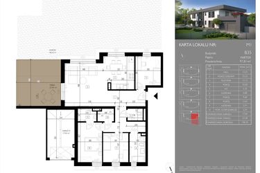 Rzut - Mieszkanie na sprzedaż 4 pokoje o powierzchni 97,81 m² - numer B35.M1 w Leśna Polana