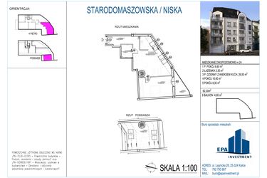 Rzut - Mieszkanie na sprzedaż 2 pokoje o powierzchni 62,3 m² - numer 24 w Kamienica przy ul. Starodomaszowskiej