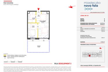 Rzut - Mieszkanie na sprzedaż 2 pokoje o powierzchni 41,17 m² - numer 54 w Miasteczko Nova Fala