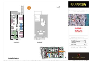 Rzut - Mieszkanie na sprzedaż 2 pokoje o powierzchni 71,15 m² - numer 51B w Higuericas Bay - Torre de la Horadada