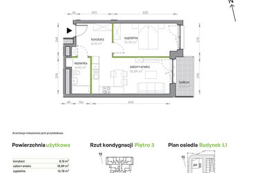 Rzut - Mieszkanie na sprzedaż 2 pokoje o powierzchni 45,72 m² - numer L1/3/32 w Legnicka Vita