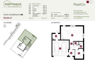 Rzut - Dom na sprzedaż 6 pokoi o powierzchni 151,34 m² - numer 8B w Michałowice Kwitnąca