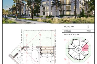 Rzut - Mieszkanie na sprzedaż 2 pokoje o powierzchni 42,89 m² - numer 2 w Grasera 12