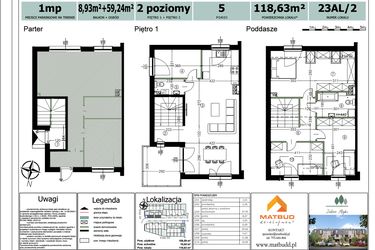 Rzut - Mieszkanie na sprzedaż 5 pokoi o powierzchni 108,59 m² - numer 23AL/2 w Zielone Alejki etap II