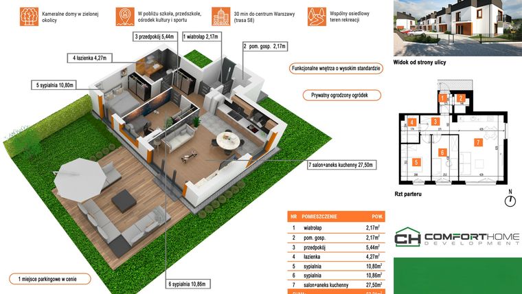 Rzut - Mieszkanie na sprzedaż 3 pokoje o powierzchni 63,21 m² - numer F1 w Osiedle Witosa