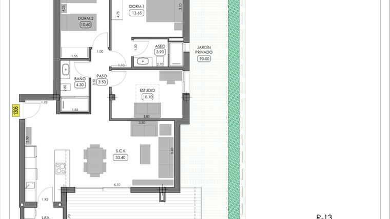 Rzut - Dom na sprzedaż 3 pokoje o powierzchni 95,8 m² - numer 0-3 w Domy w zamku Montemar - 44815514