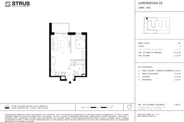 Rzut - Mieszkanie na sprzedaż 1 pokój o powierzchni 37,41 m² - numer 5.A26-257 w Jurowiecka 22