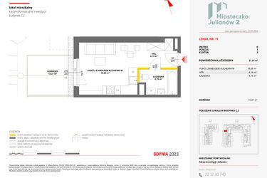 Rzut - Mieszkanie na sprzedaż 1 pokój o powierzchni 27,07 m² - numer 71 w Miasteczko Julianów etap 2