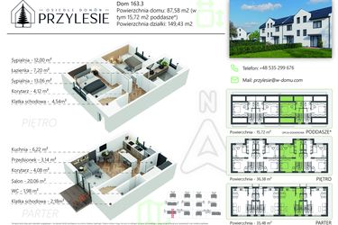 Rzut - Dom na sprzedaż 3 pokoje o powierzchni 96,48 m² - numer 163.3 w Osiedle Przylesie
