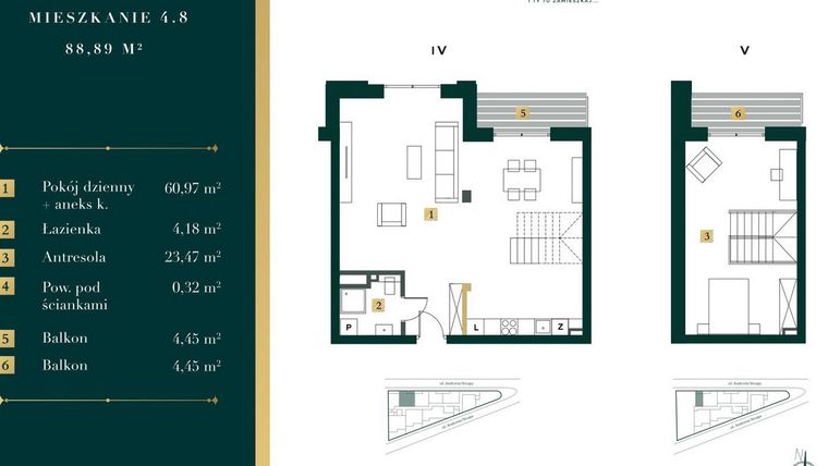 Rzut - Mieszkanie na sprzedaż 2 pokoje o powierzchni 87,08 m² - numer 4.8 w New Iron