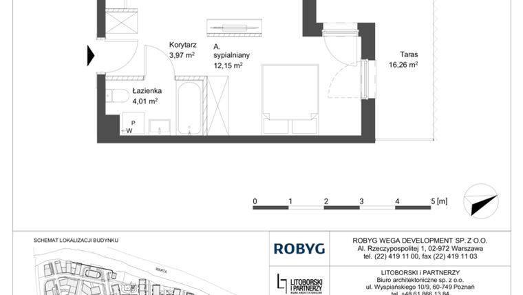 Rzut - Mieszkanie na sprzedaż 1 pokój o powierzchni 38,5 m² - numer 0M18 w Elektrovnia Garbary