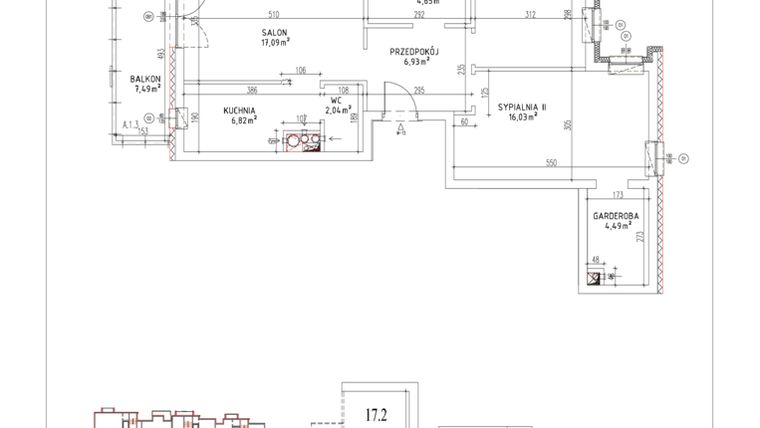 Rzut - Mieszkanie na sprzedaż 3 pokoje o powierzchni 67,35 m² - numer M-12 w Nałęczowska