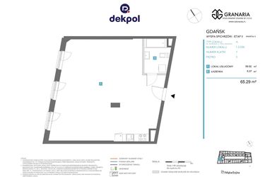 Rzut - Mieszkanie na sprzedaż 1 pokój o powierzchni 65,29 m² - numer 1.3.036 w Granaria