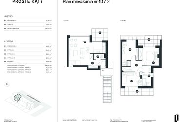 Rzut - Mieszkanie na sprzedaż 4 pokoje o powierzchni 69,54 m² - numer 1D/2 w Proste Kąty