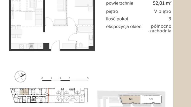 Rzut - Mieszkanie na sprzedaż 3 pokoje o powierzchni 52,01 m² - numer 20B/M45 w Javorova