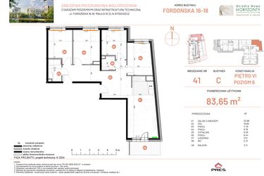 Rzut - Mieszkanie na sprzedaż 5 pokoi o powierzchni 83,65 m² - numer 18.41 w Osiedle Nowe Horyzonty etap II