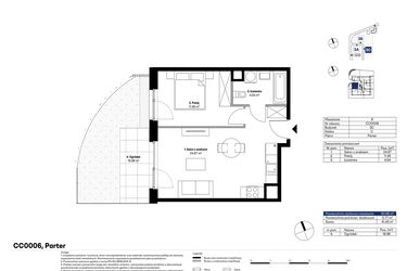 Rzut - Mieszkanie na sprzedaż 2 pokoje o powierzchni 40,66 m² - numer CC0006 w NU3 Warszawa Wola