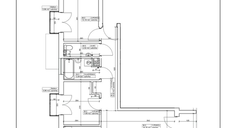 Rzut - Mieszkanie na sprzedaż 3 pokoje o powierzchni 57,91 m² - numer 3 w Bydgoska 19