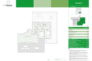 Rzut - Mieszkanie na sprzedaż 2 pokoje o powierzchni 92,4 m² - numer B4.42b w Las Mesas Collection by Bromley
