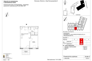 Rzut - Lokal użytkowy na sprzedaż 1 pokój o powierzchni 33,86 m² - numer 20 w RZ21