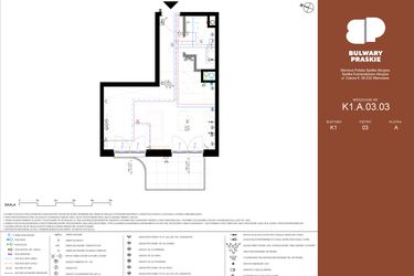 Rzut - Mieszkanie na sprzedaż 1 pokój o powierzchni 31,17 m² - numer K1.A.03.03 w Bulwary Praskie etap K i L