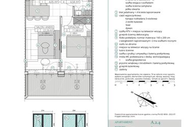 Rzut - Mieszkanie na sprzedaż 2 pokoje o powierzchni 42,84 m² - numer A.2.4 w Remedium