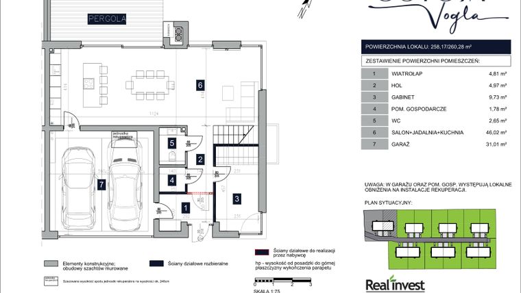 Rzut - Dom na sprzedaż 6 pokoi o powierzchni 261,2 m² - numer A2 w Ostoja Vogla