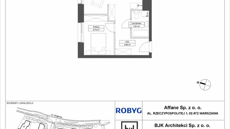 Rzut - Mieszkanie na sprzedaż 2 pokoje o powierzchni 47,91 m² - numer A.2M13 w WENDY