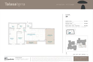 Rzut - Mieszkanie na sprzedaż 2 pokoje o powierzchni 66 m² - numer 2F w Talasa Terra - Denia