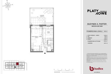 Rzut - Mieszkanie na sprzedaż 2 pokoje o powierzchni 38 m² - numer A.08 w Osiedle Platynowe