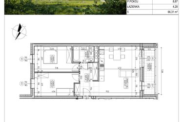 Rzut - Mieszkanie na sprzedaż 3 pokoje o powierzchni 66,31 m² - numer C5.05.26 w Osiedle Panorama Wiślana Etap IV - budynek C5
