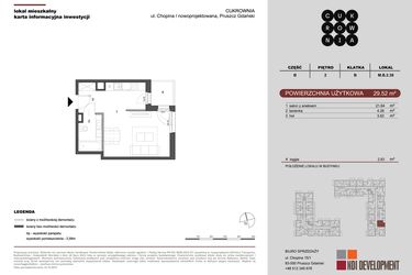 Rzut - Mieszkanie na sprzedaż 1 pokój o powierzchni 29,52 m² - numer M.B.2.039 w CUKROWNIA